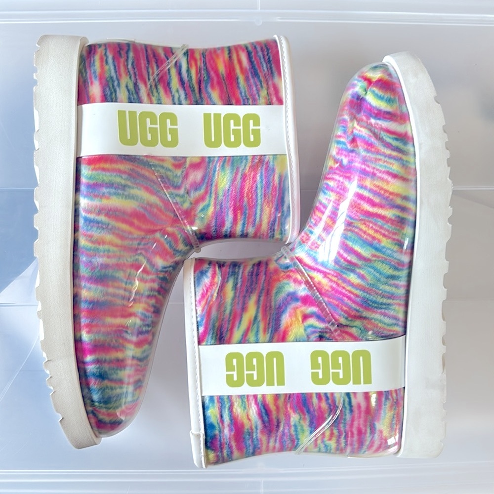 UGG Rainbow Classic Clear Mini Boot Sz 9 - Picture 7 of 14